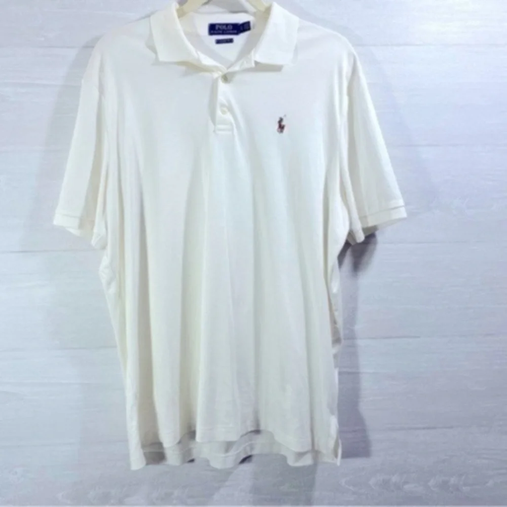 Polo Ralph Lauren Classic Fit Soft Cotton Polo Shirt Size L Color Antique Cream